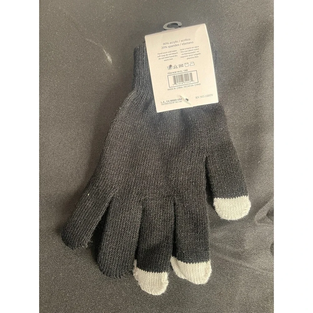 IRLU Winter Collection Black Acrylic Spandex Touchscreen Gloves RN 122070